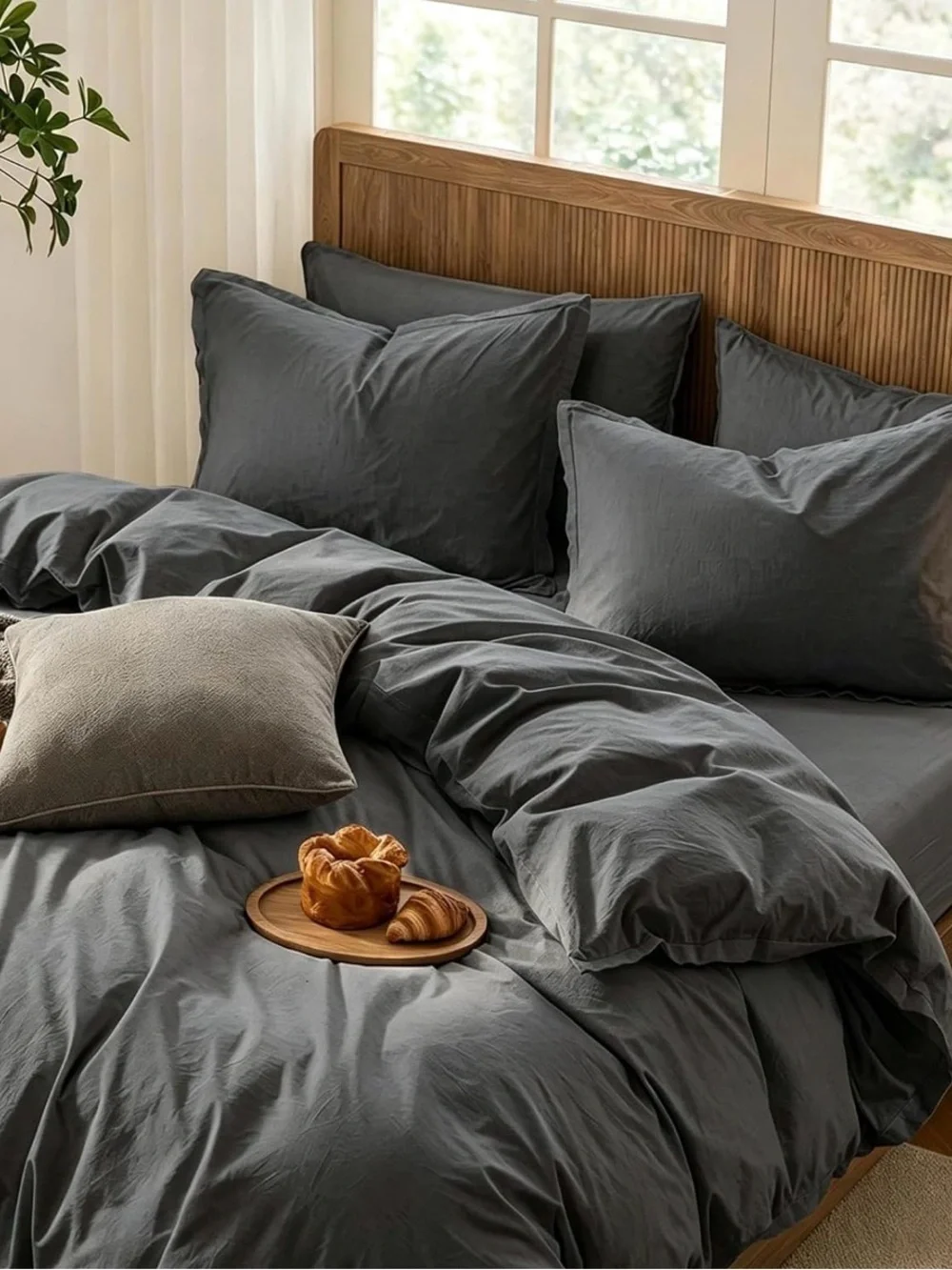 New King Pre-Washed Cotton Duvet Cover,Lightweight Breathable Moisture-Wicking